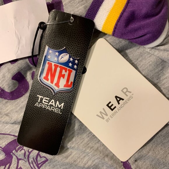 Minnesota Vikings Womens V-Neck Football Tee By Wear By Erin Andrews - Picture 6 of 6